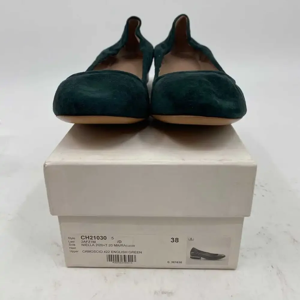 Chloe Green Gold Camoscio Suede Flats | EU38 (7 US)